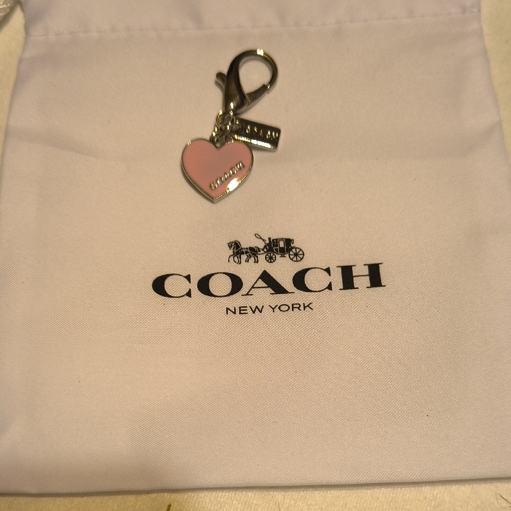 Coach Pink Heart Mini Bag Charm With Dust Bag